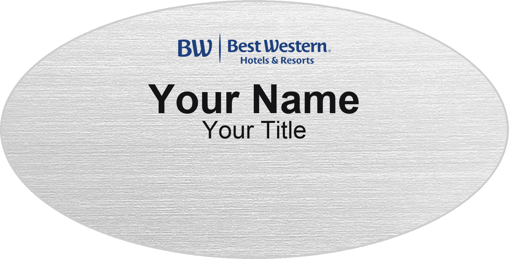 Best Western hotel name badge Silver Metallic, No Border