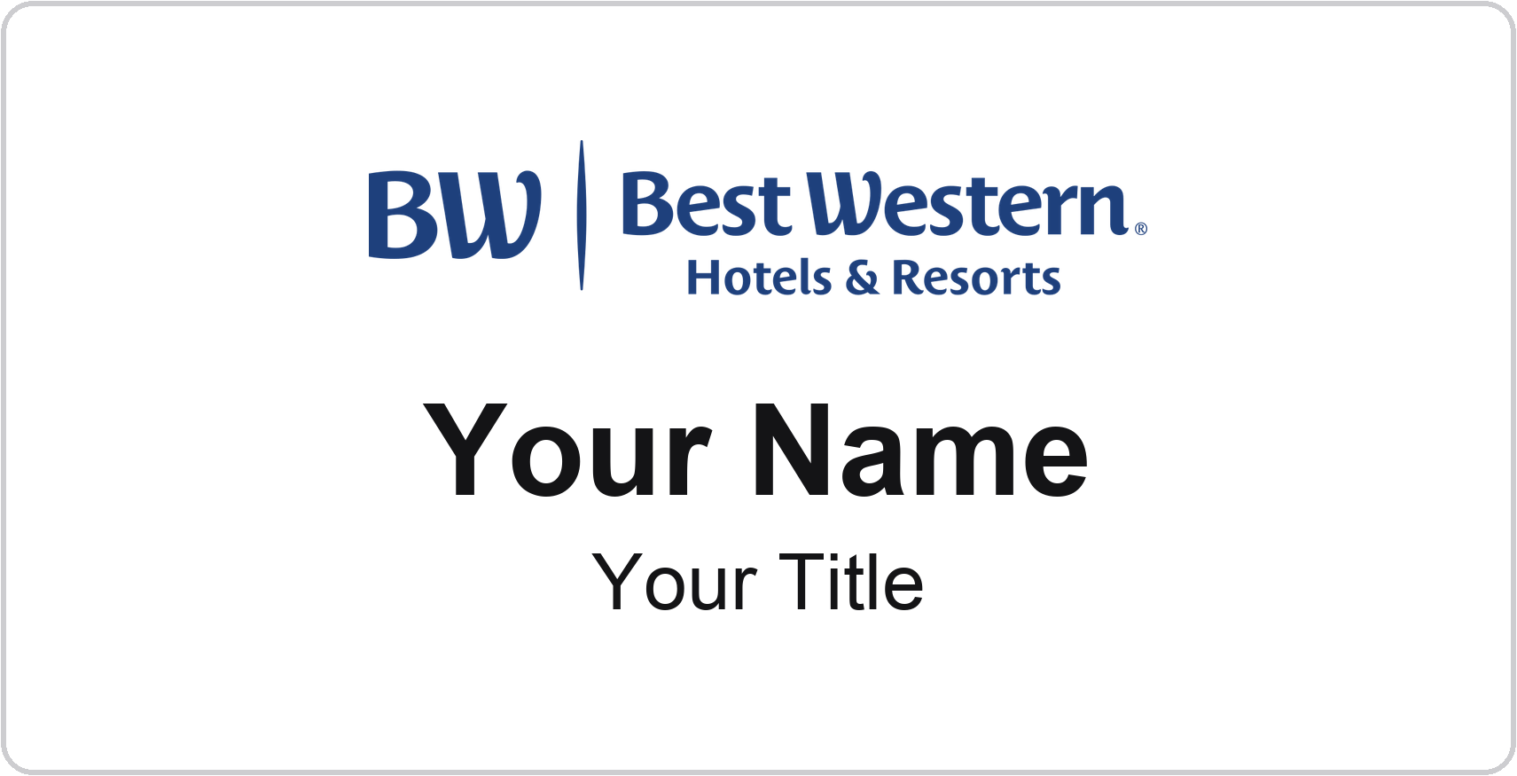 Best Western hotel name badge White, No Border