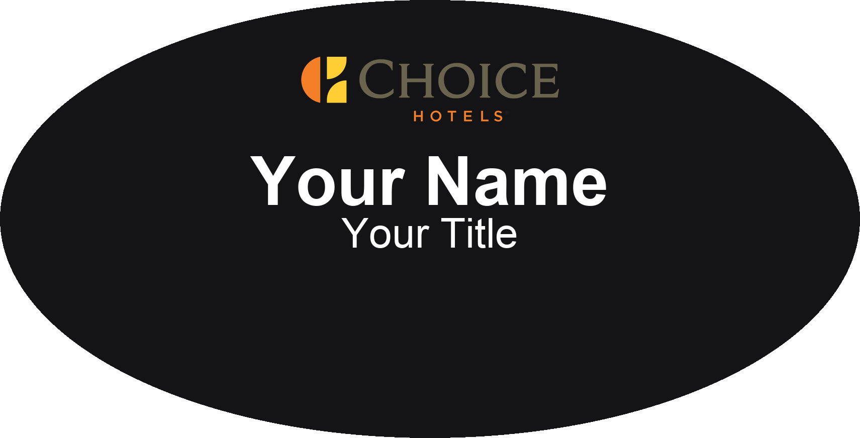 Choice Hotels hotel name badge Black, No Border