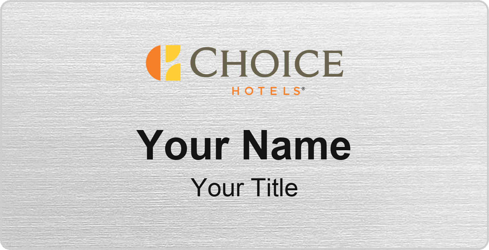 Choice Hotels hotel name badge Silver Metallic, No Border