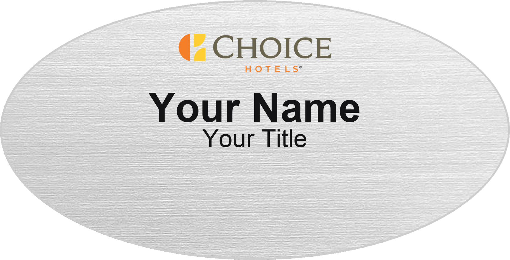 Choice Hotels hotel name badge Silver Metallic, No Border