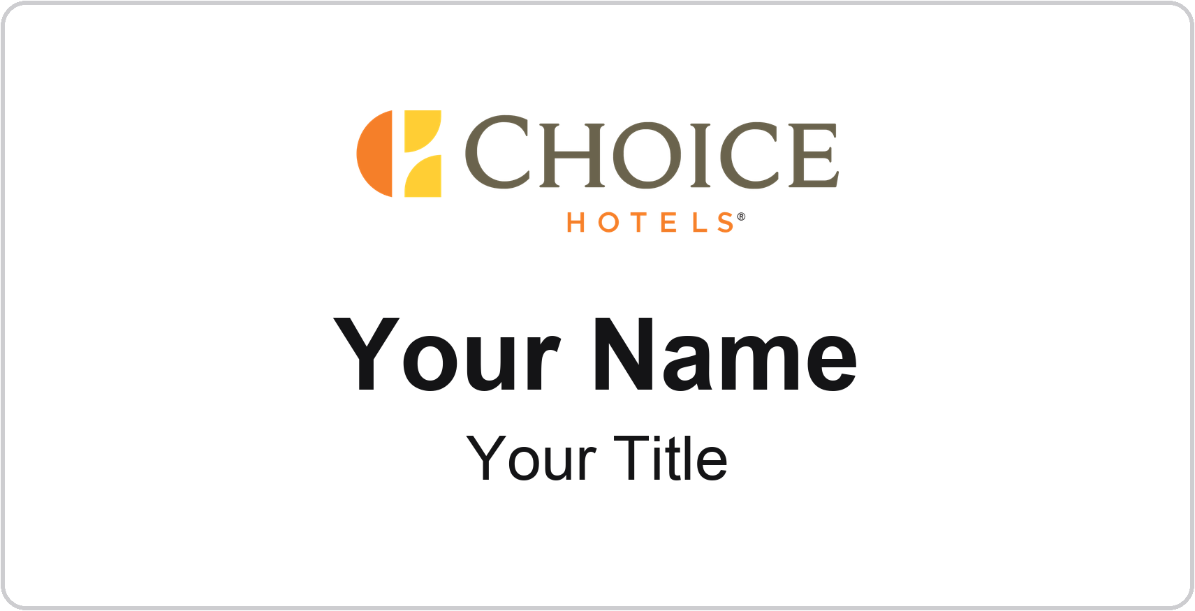 Choice Hotels hotel name badge White, No Border