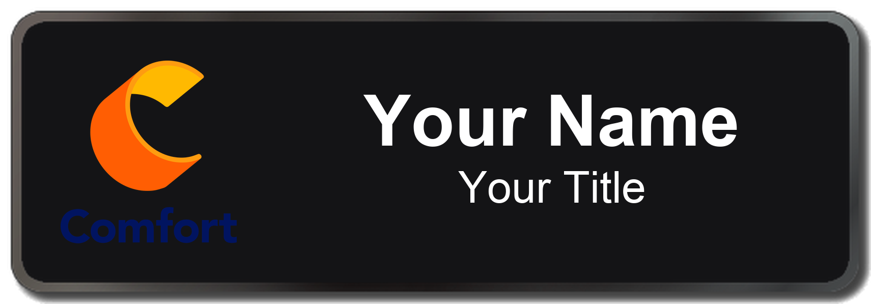 Comfort Inn hotel staff name badge, 3" × 1" · Black, Black Border · Magnetic, magnetic, made in USA