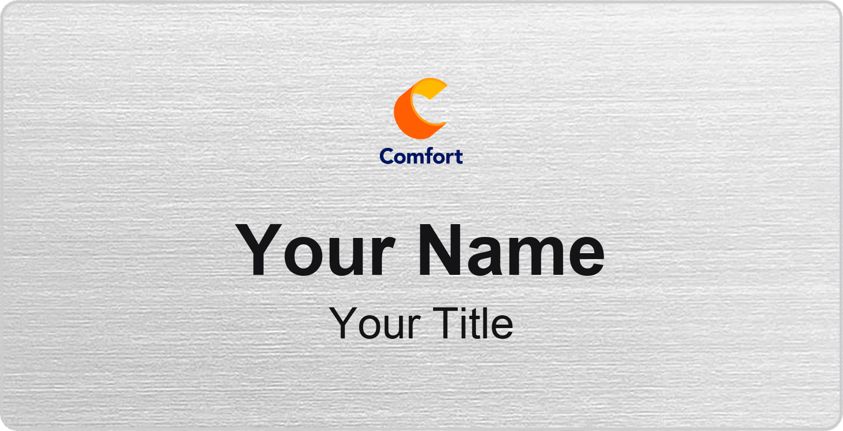 Comfort Inn hotel name badge Silver Metallic, No Border