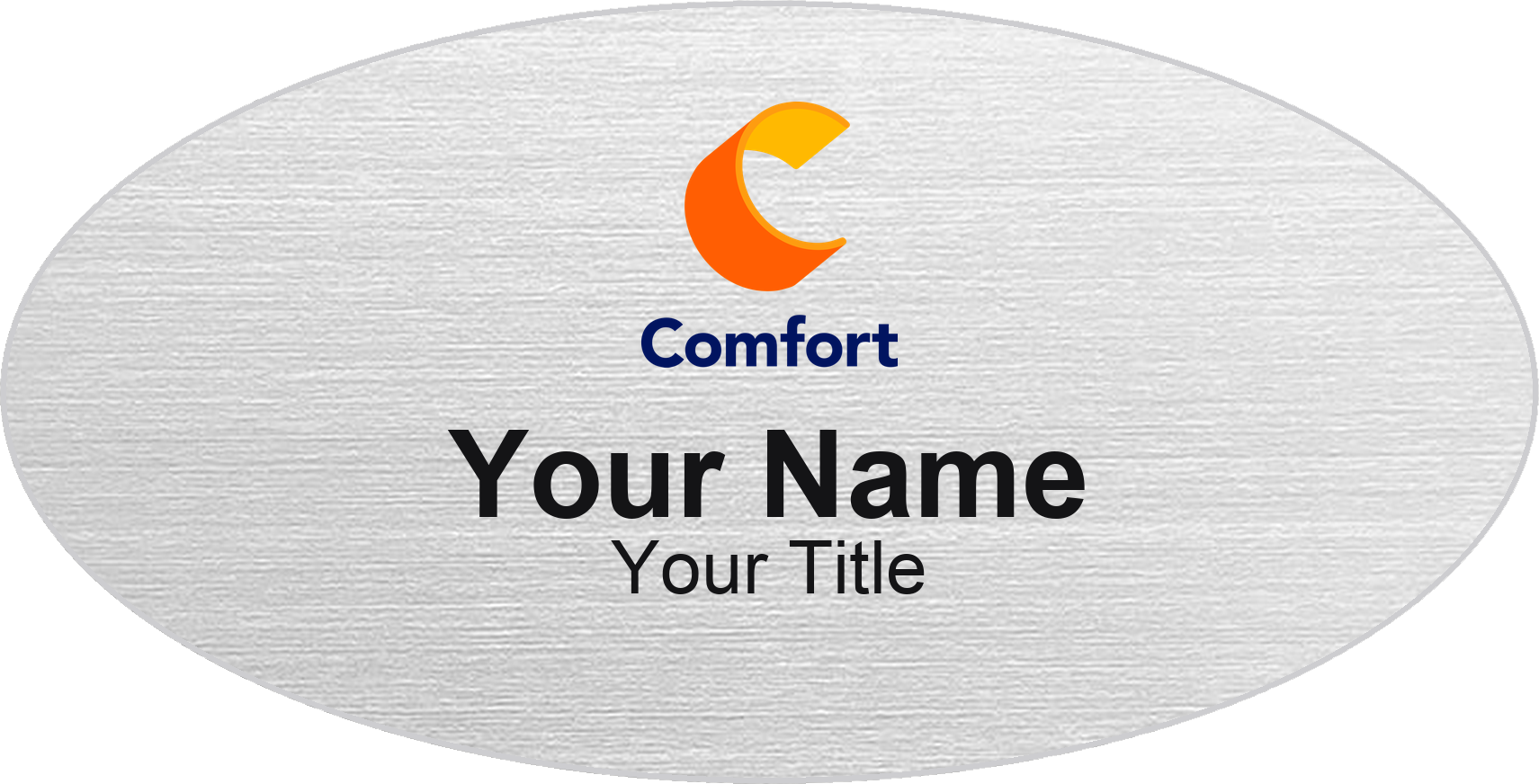 Comfort Inn hotel name badge Silver Metallic, No Border