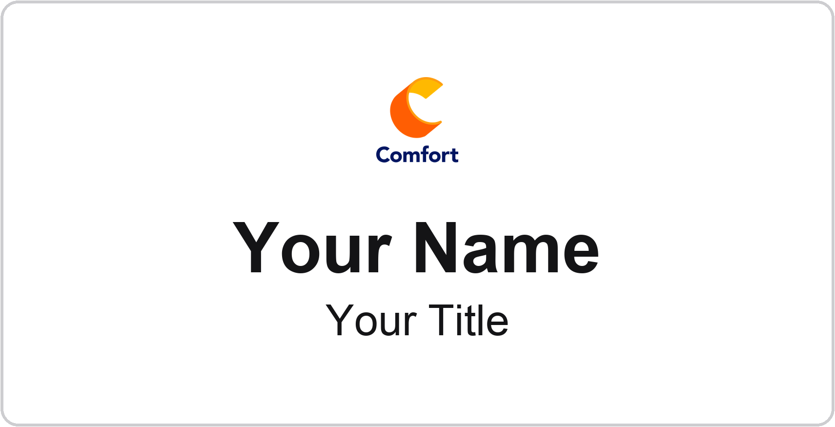 Comfort Inn hotel name badge White, No Border