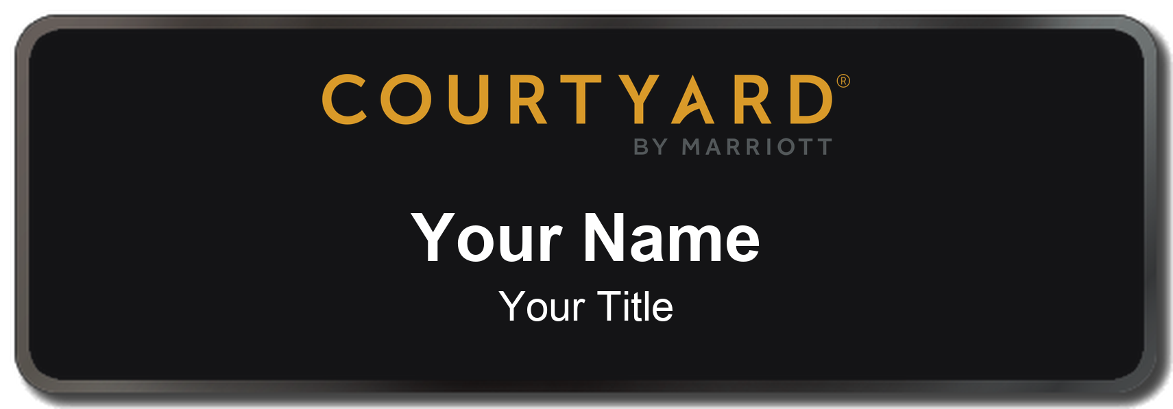 Courtyard by Marriott hotel staff name badge, 3" × 1" · Black, Black Border · Magnetic, magnetic, made in USA