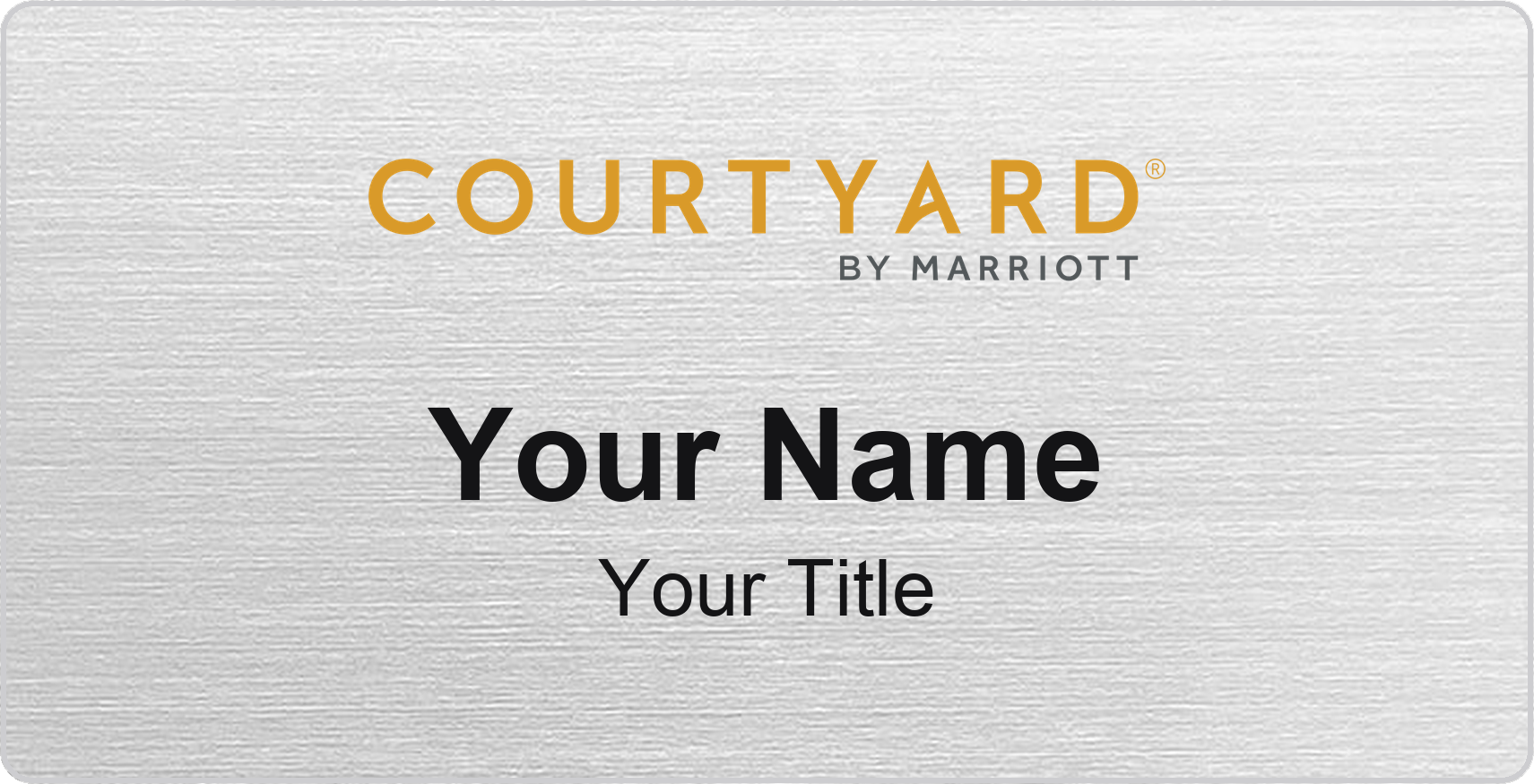Courtyard by Marriott hotel name badge Silver Metallic, No Border
