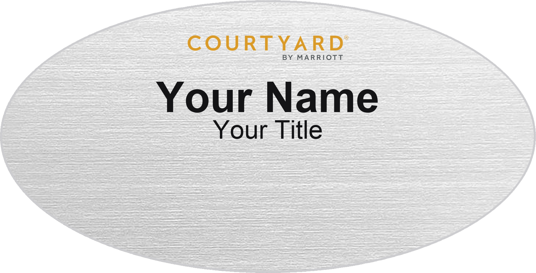 Courtyard by Marriott hotel name badge Silver Metallic, No Border