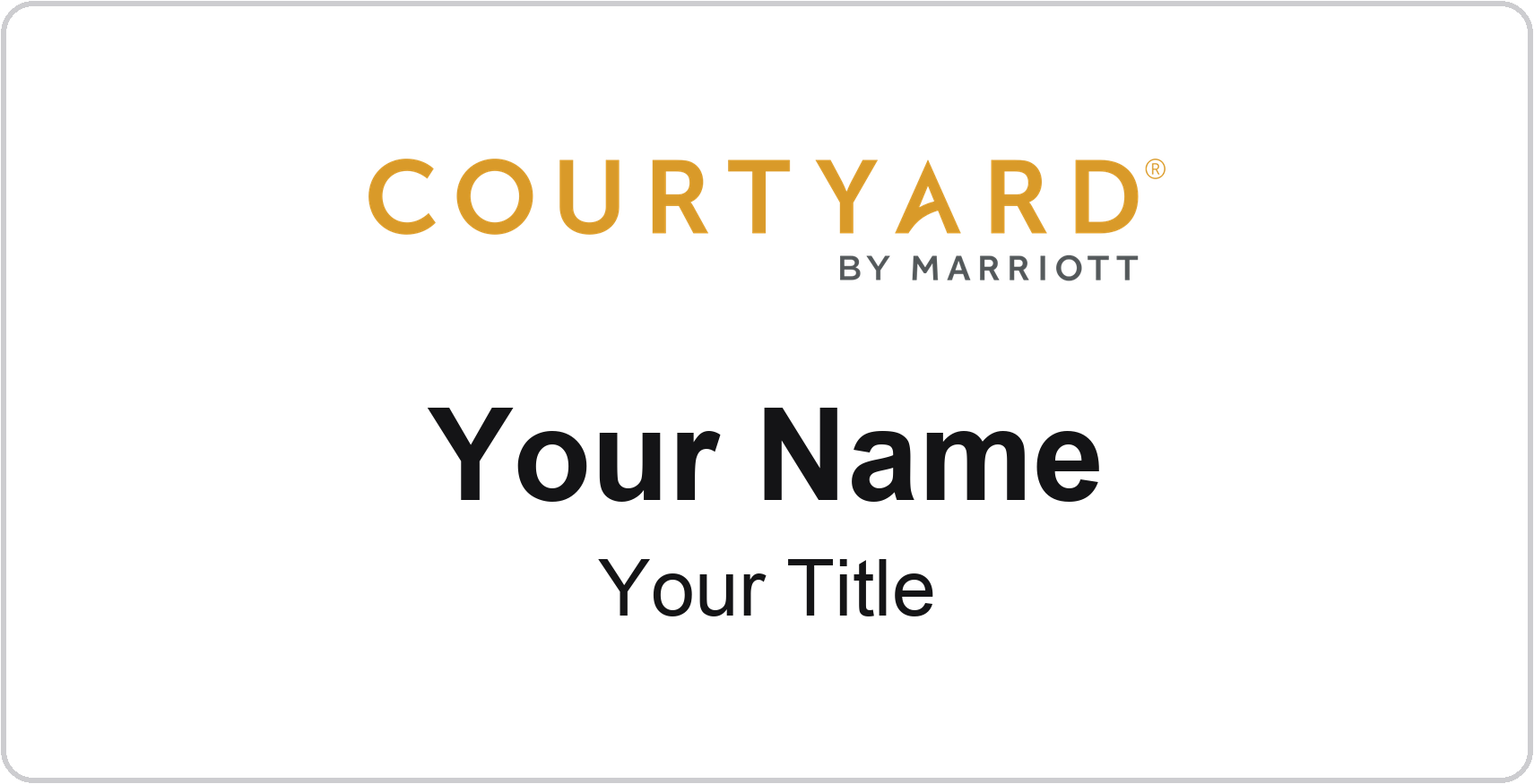 Courtyard by Marriott hotel name badge White, No Border