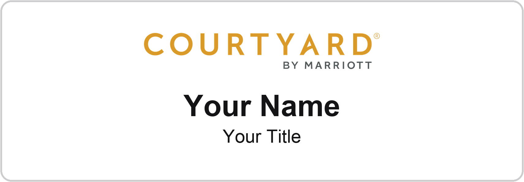 Courtyard by Marriott hotel staff name badge, 3" × 1" · White, No Border · Magnetic, magnetic, made in USA