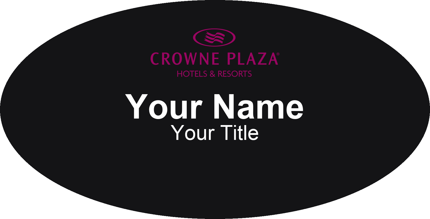 Crowne Plaza hotel name badge Black, No Border