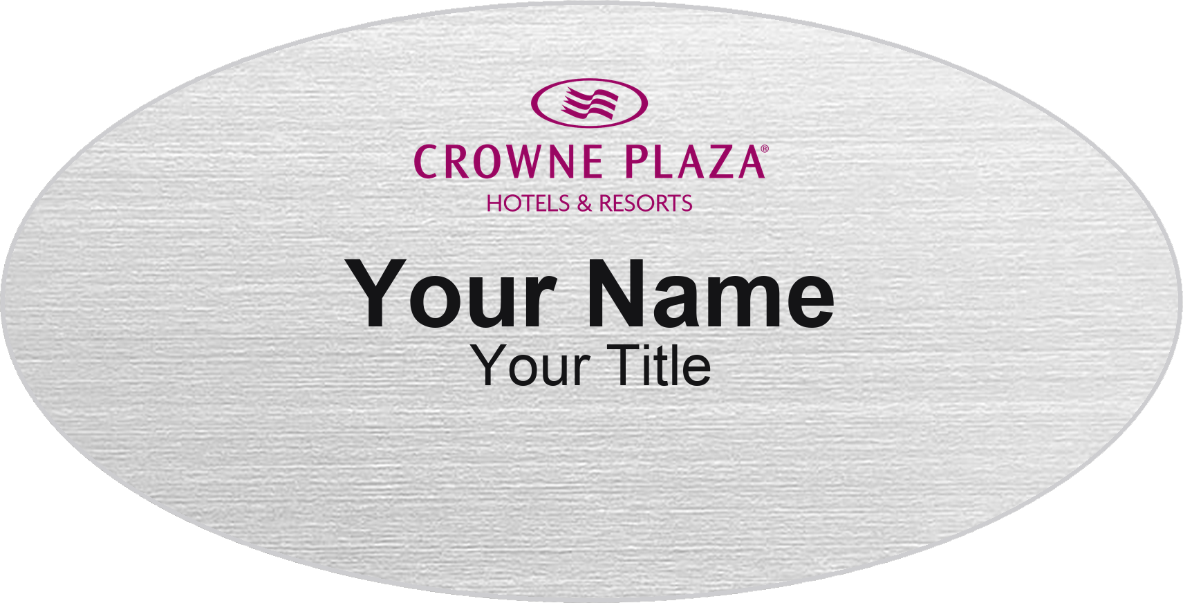 Crowne Plaza hotel name badge Silver Metallic, No Border