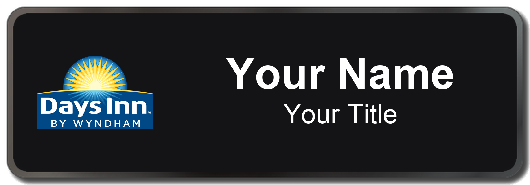 Days Inn hotel staff name badge, 3" × 1" · Black, Black Border · Magnetic, magnetic, made in USA