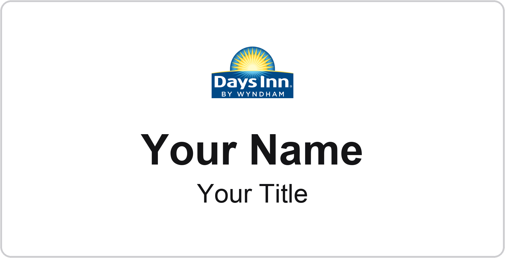 Days Inn hotel name badge White, No Border