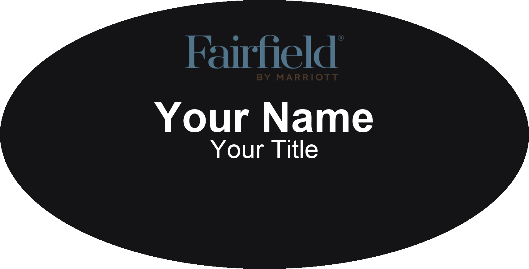 Fairfield Inn hotel name badge Black, No Border