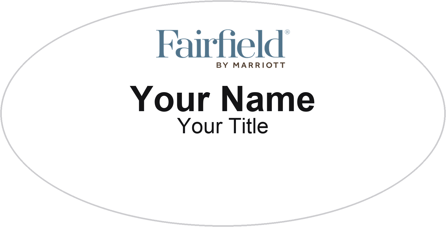 Fairfield Inn hotel name badge White, No Border