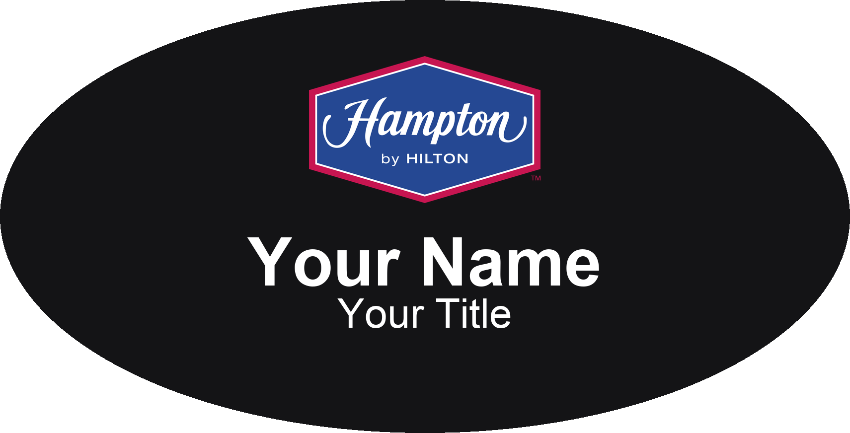Hampton Inn hotel name badge Black, No Border