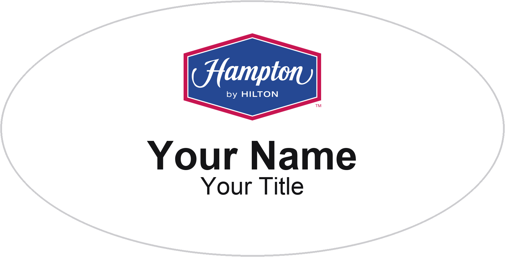 Hampton Inn hotel name badge White, No Border