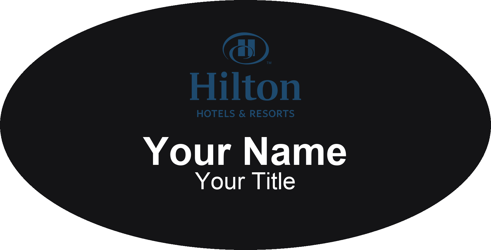 Hilton hotel name badge Black, No Border