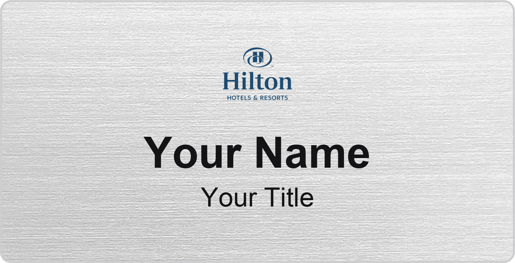 Hilton hotel name badge Silver Metallic, No Border