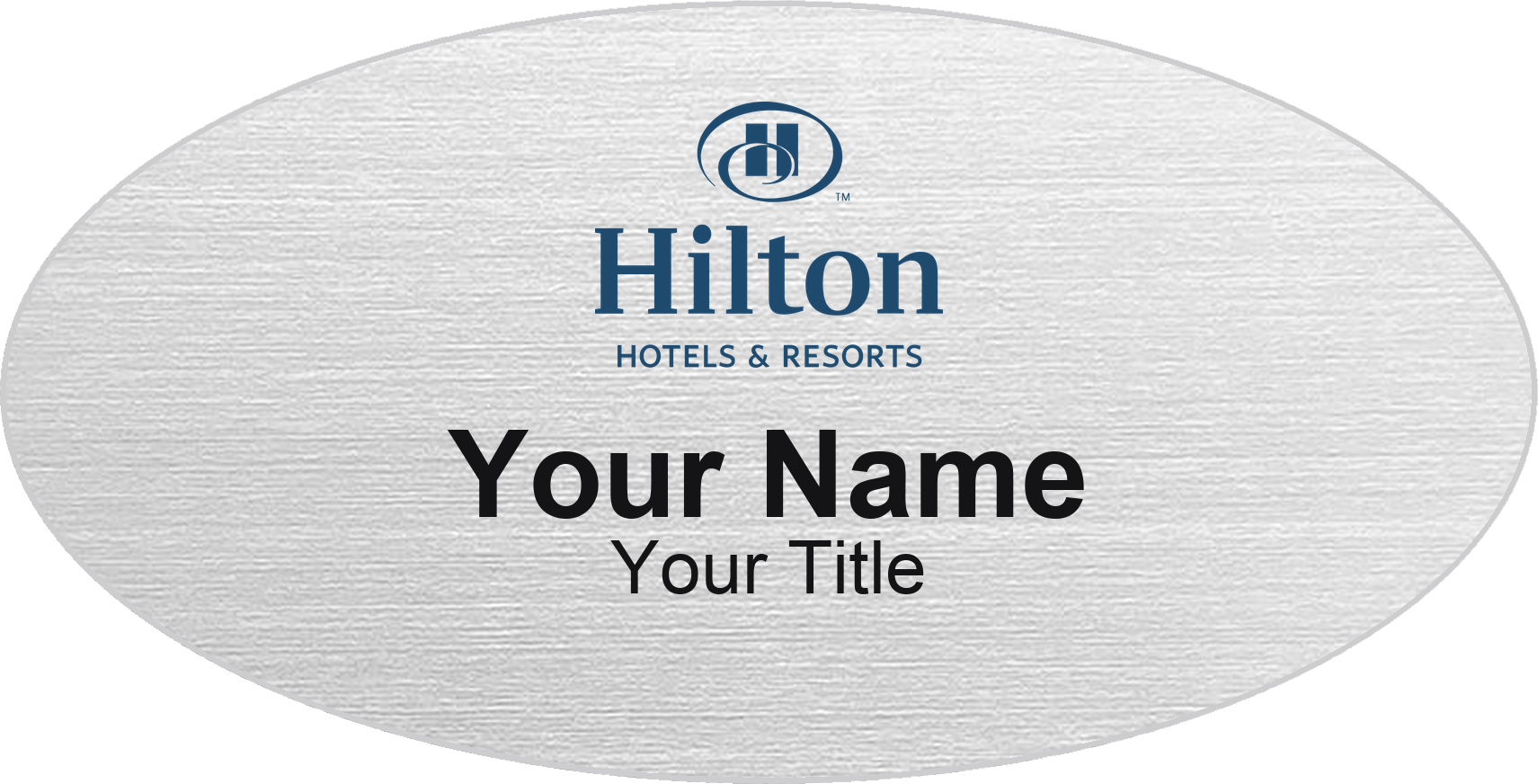 Hilton hotel name badge Silver Metallic, No Border