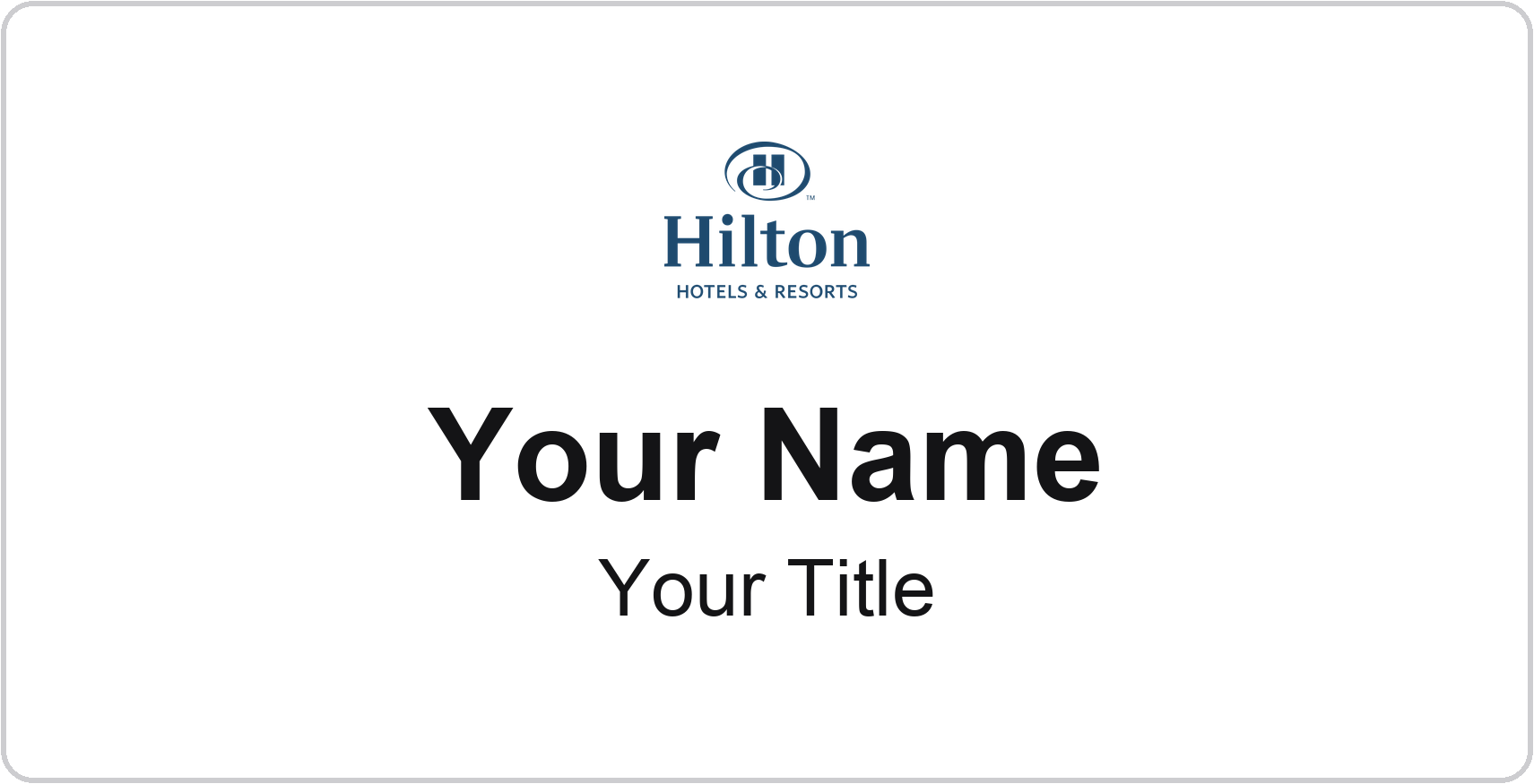 Hilton hotel name badge White, No Border