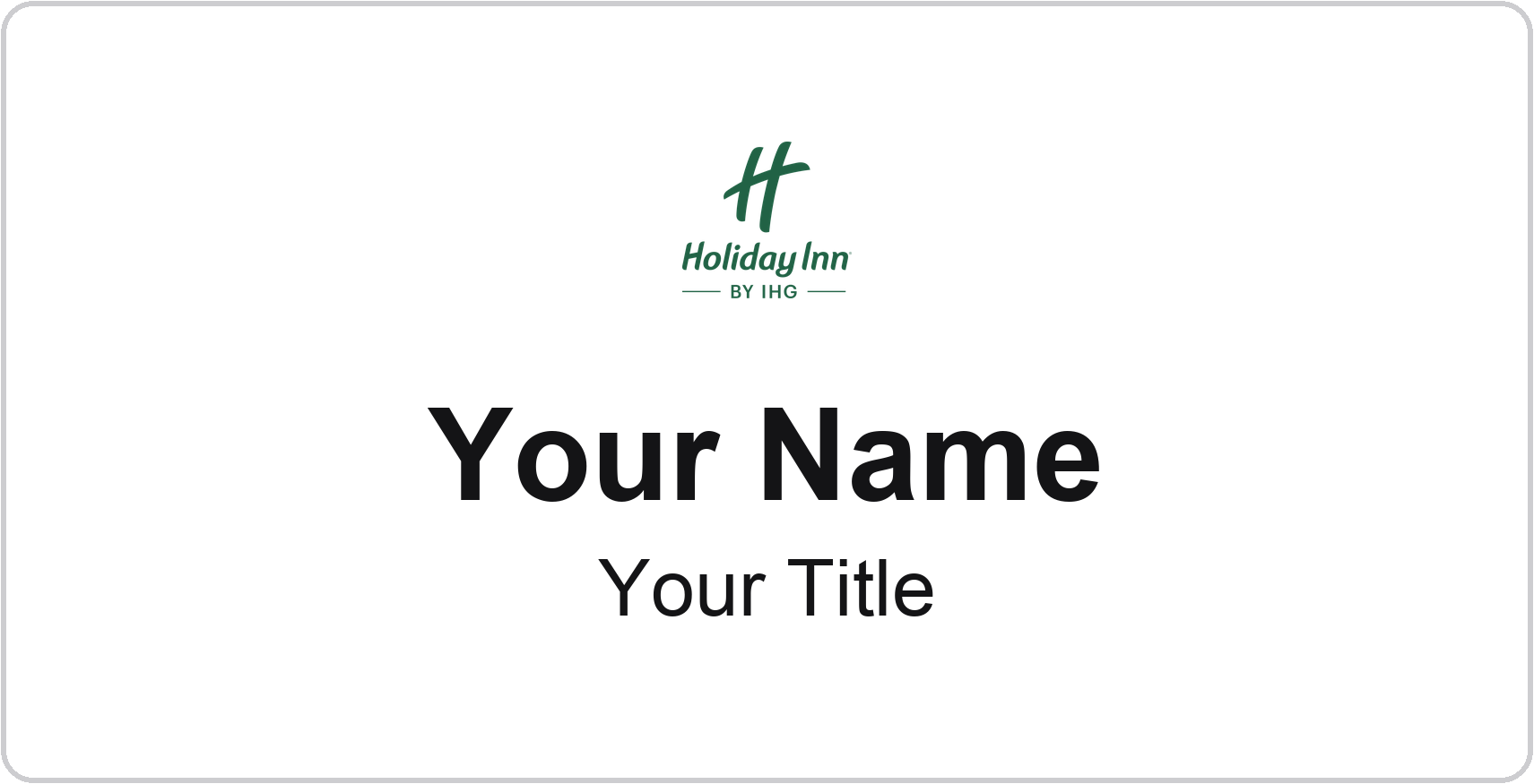 Holiday Inn hotel name badge White, No Border