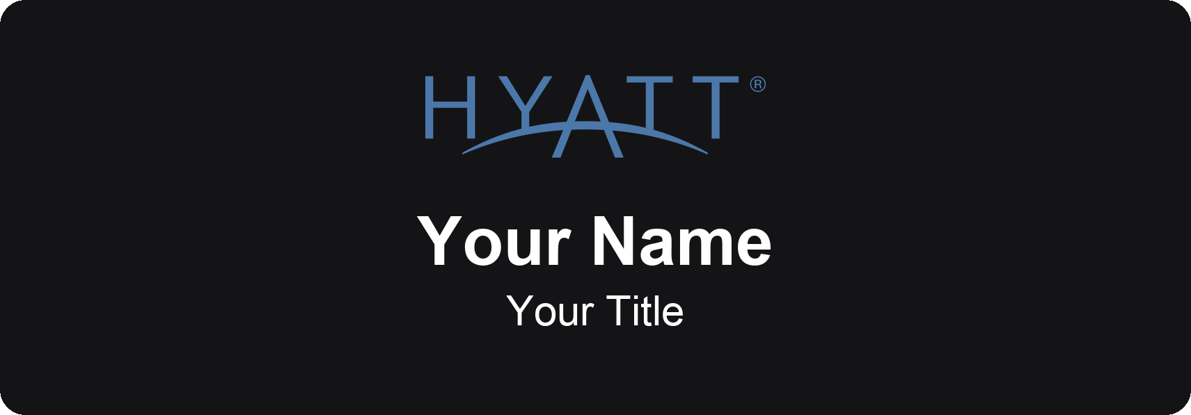 Hyatt hotel staff name badge, 3" × 1" · Black, No Border · Magnetic, magnetic, made in USA
