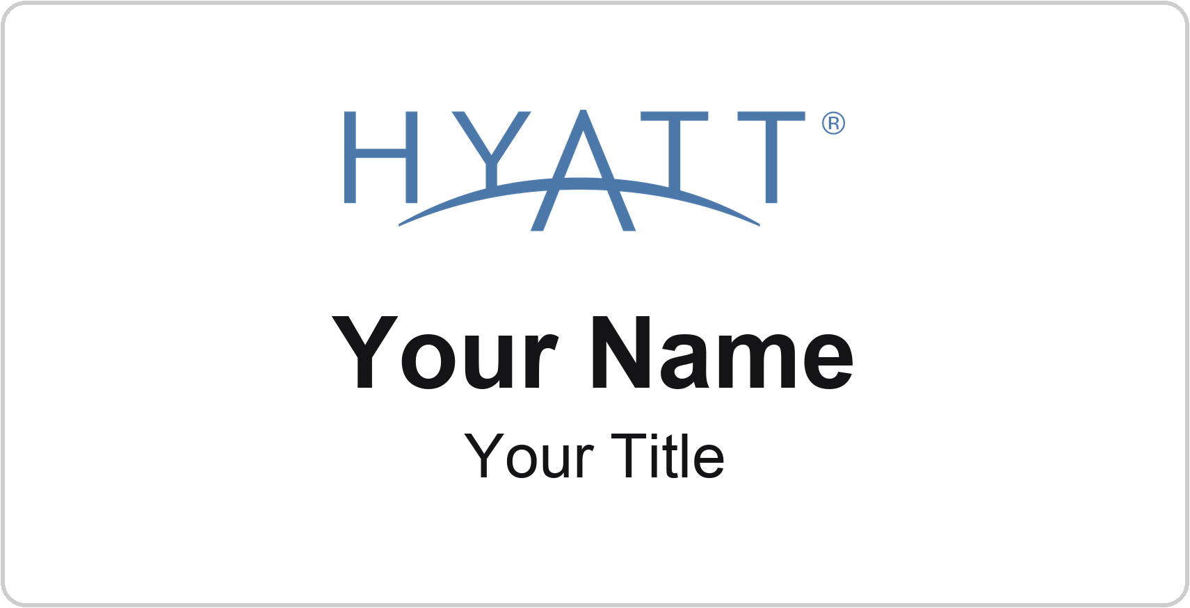 Hyatt hotel name badge White, No Border