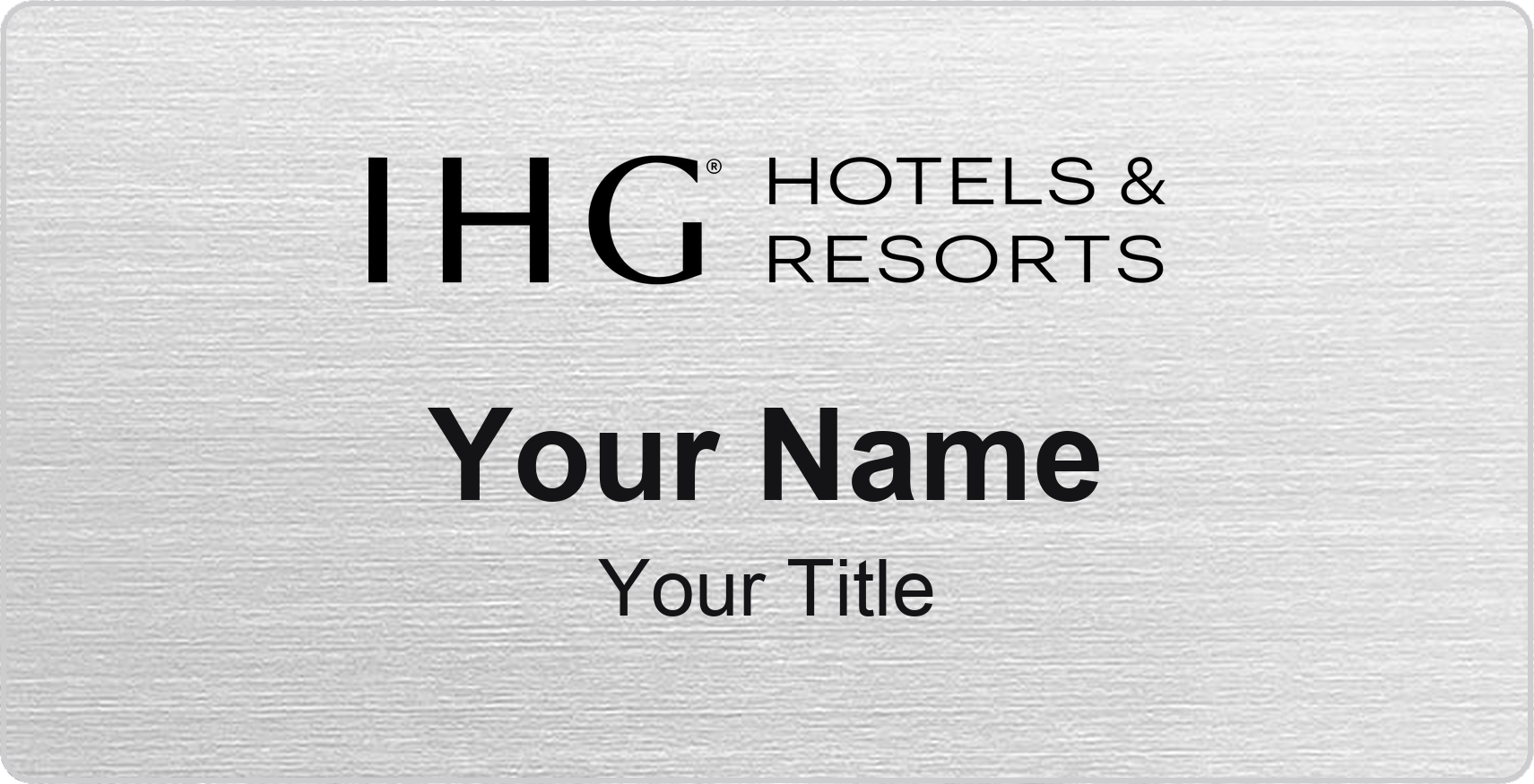 IHG Hotels hotel name badge Silver Metallic, No Border