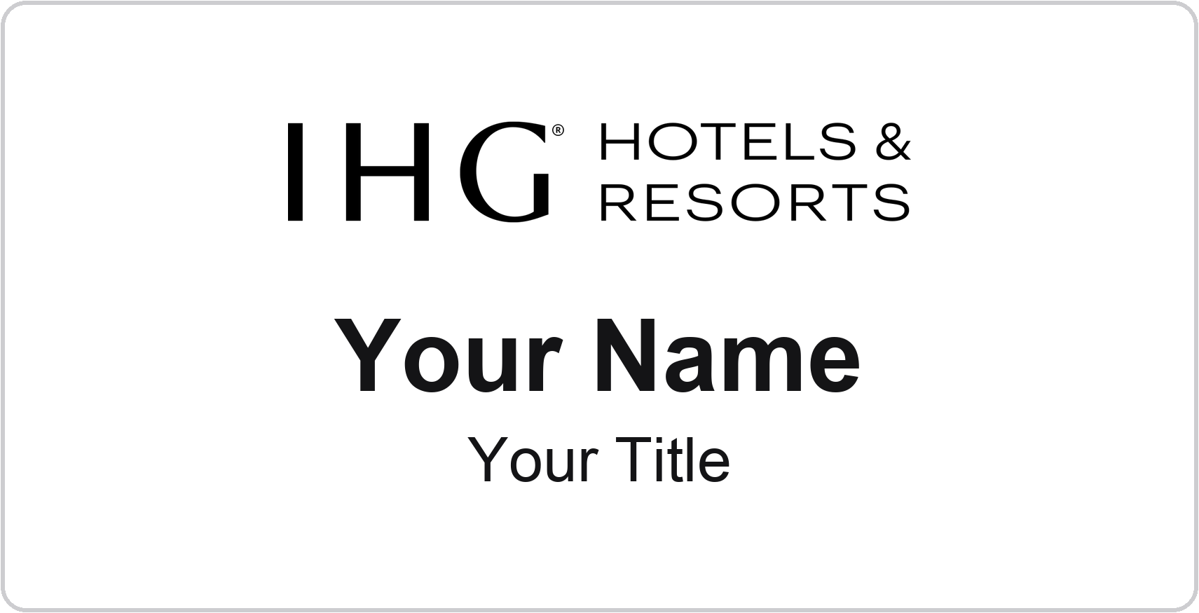 IHG Hotels hotel name badge White, No Border