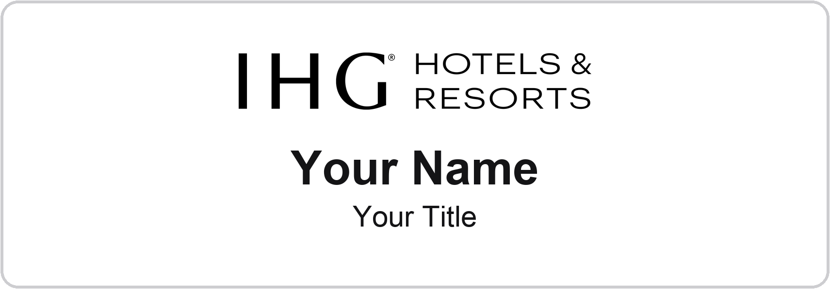 IHG Hotels hotel staff name badge, 3" × 1" · White, No Border · Magnetic, magnetic, made in USA