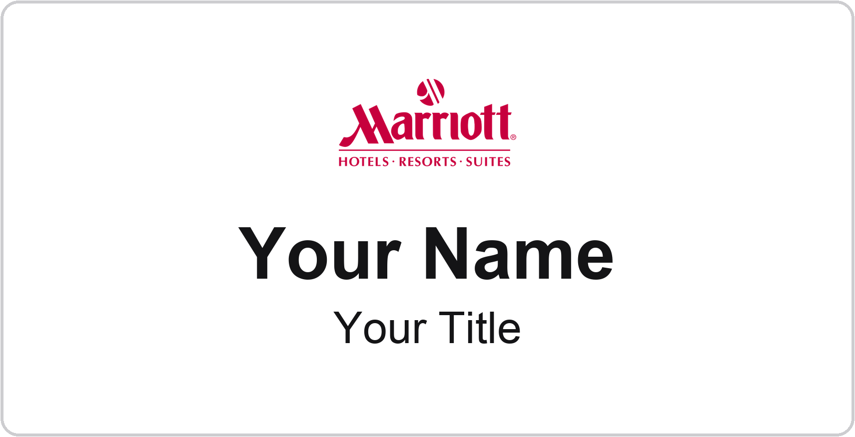 Marriott hotel name badge White, No Border