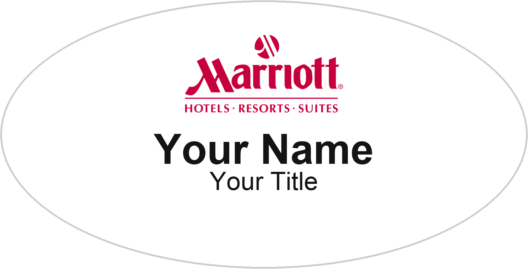 Marriott hotel name badge White, No Border