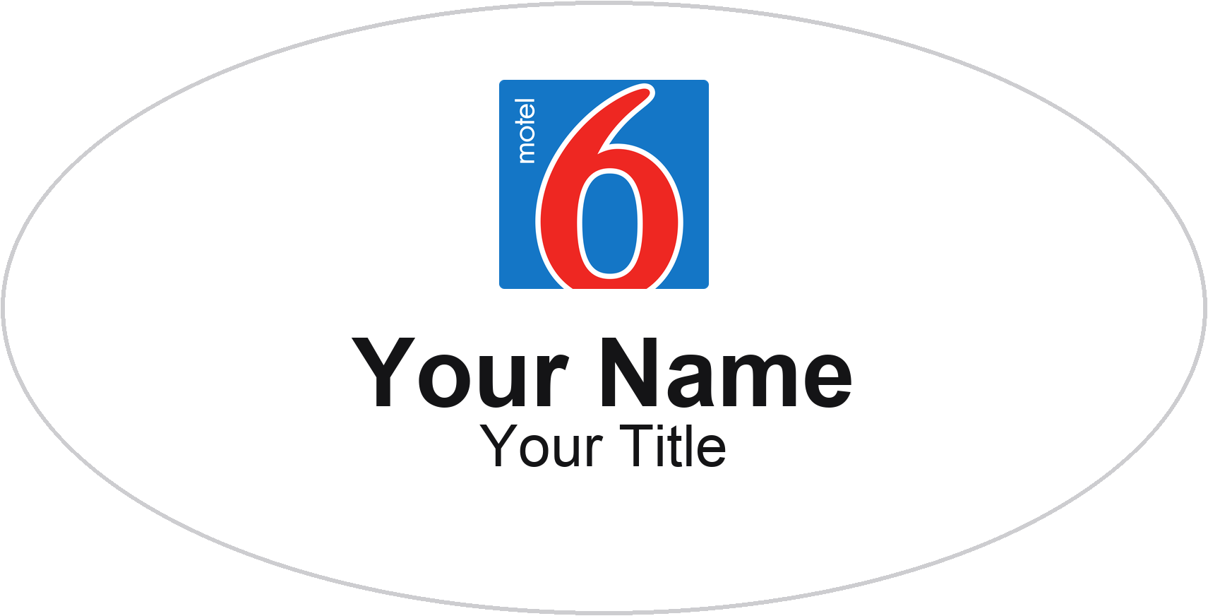 Motel 6 hotel name badge White, No Border