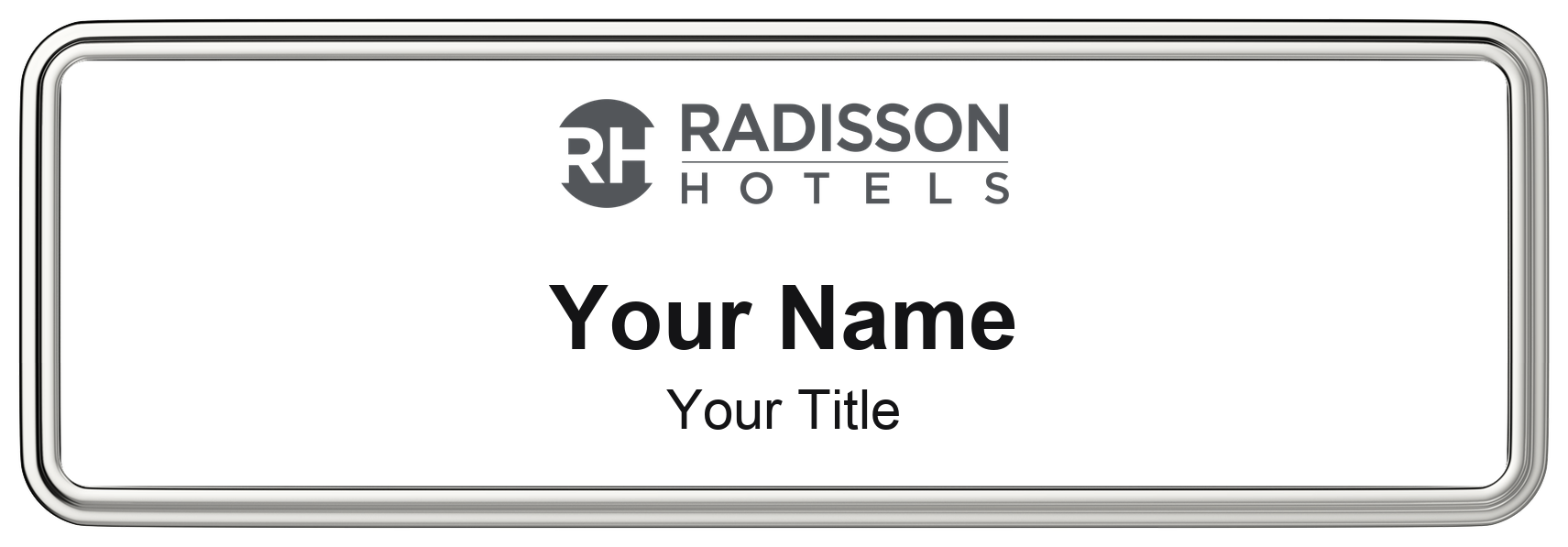 Radisson hotel name badge White, Silver Border