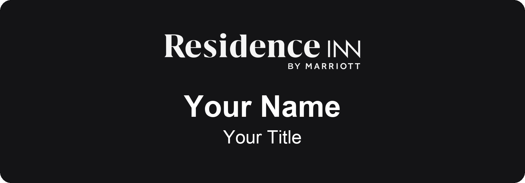Residence Inn hotel staff name badge, 3" × 1" · Black, No Border · Magnetic, magnetic, made in USA