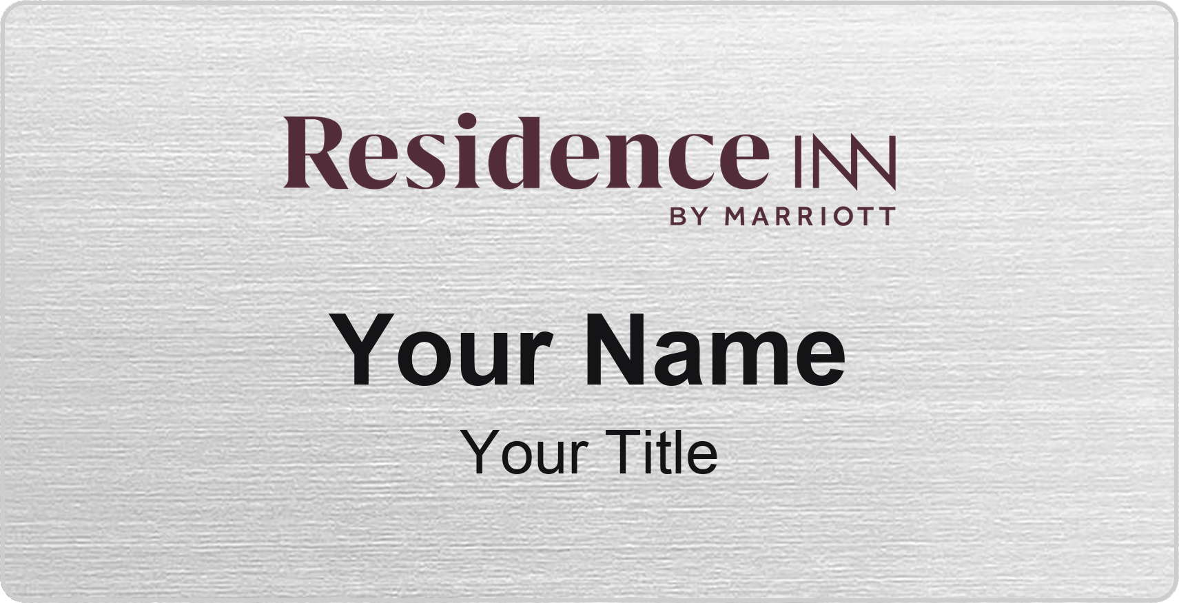 Residence Inn hotel name badge Silver Metallic, No Border
