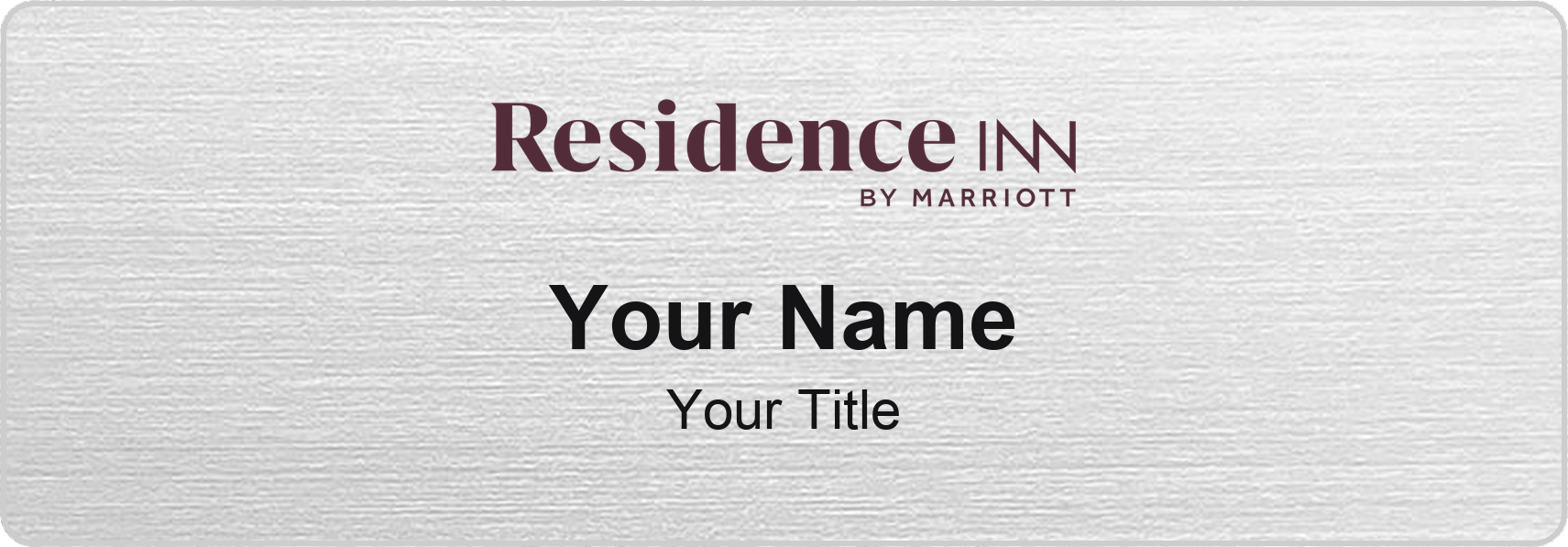 Residence Inn hotel staff name badge, 3" × 1" · Silver Metallic, No Border · Magnetic, magnetic, made in USA
