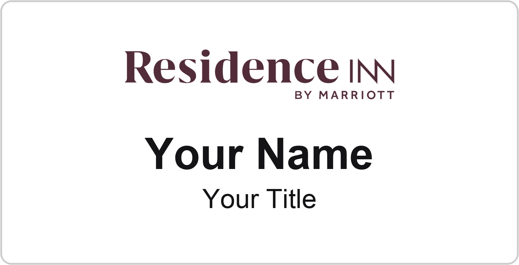 Residence Inn hotel name badge White, No Border