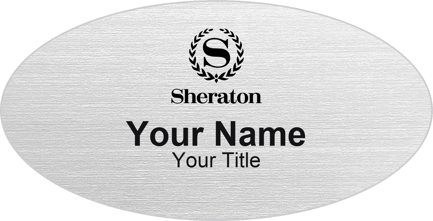 Sheraton hotel name badge Silver Metallic, No Border