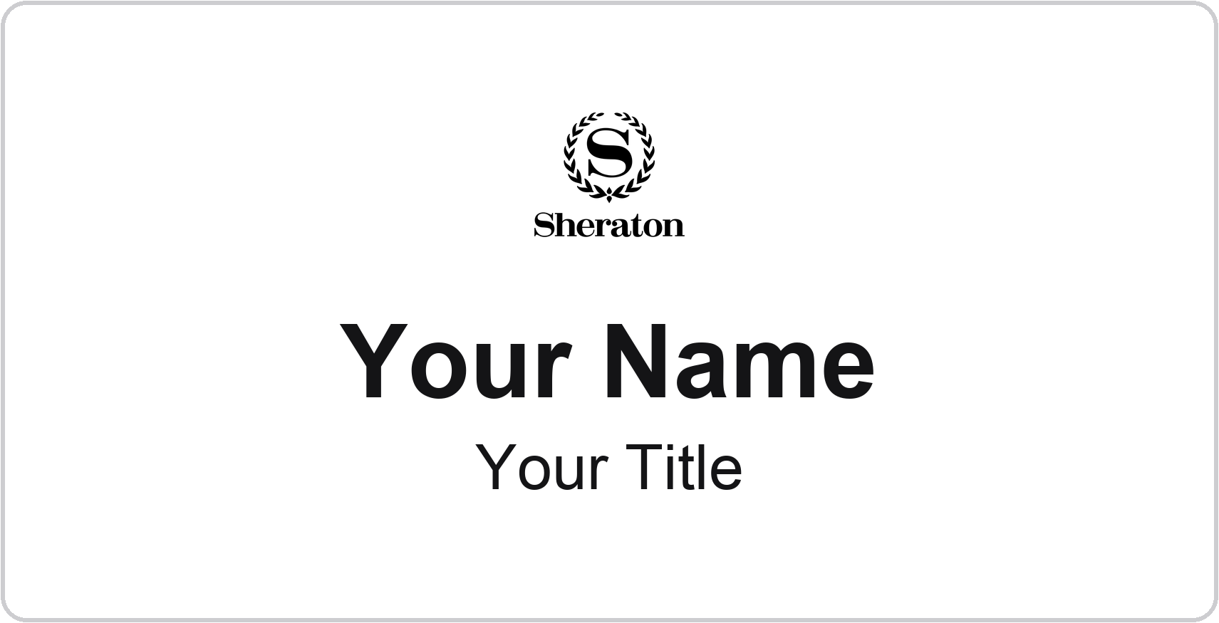 Sheraton hotel name badge White, No Border