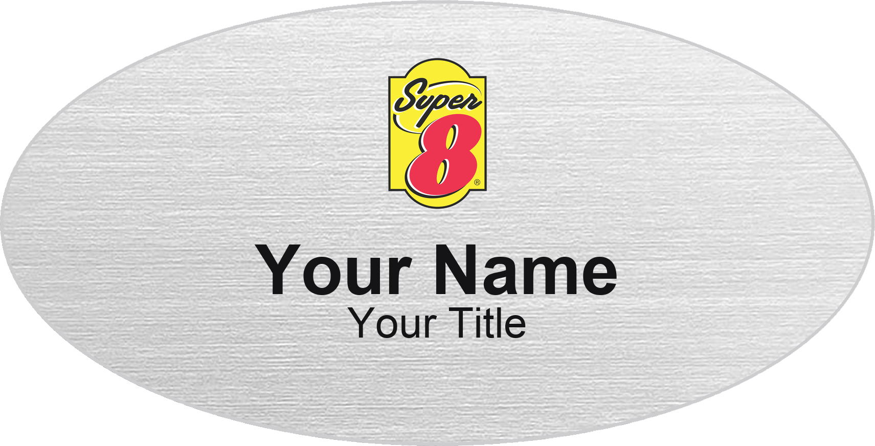 Super 8 hotel name badge Silver Metallic, No Border