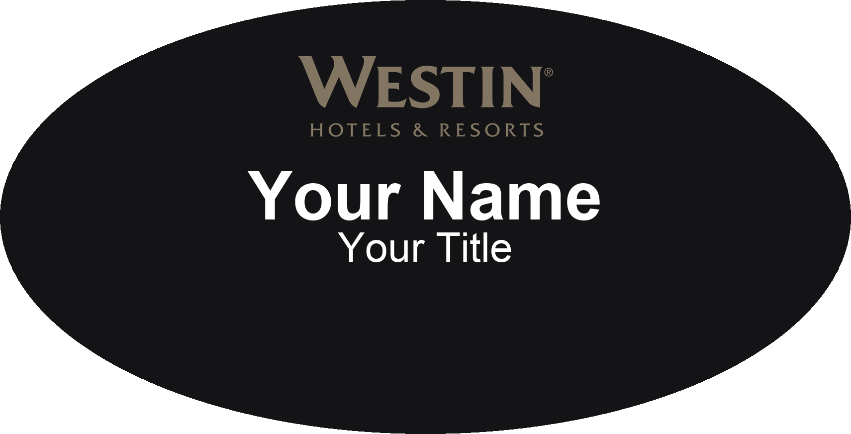 Westin hotel name badge Black, No Border