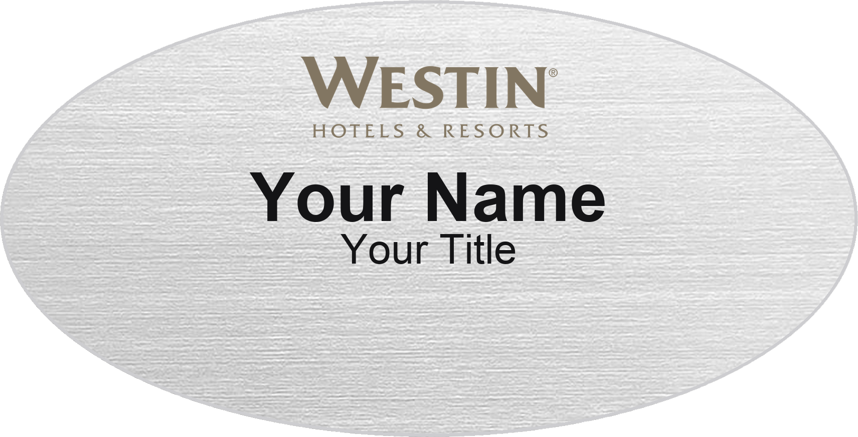 Westin hotel name badge Silver Metallic, No Border