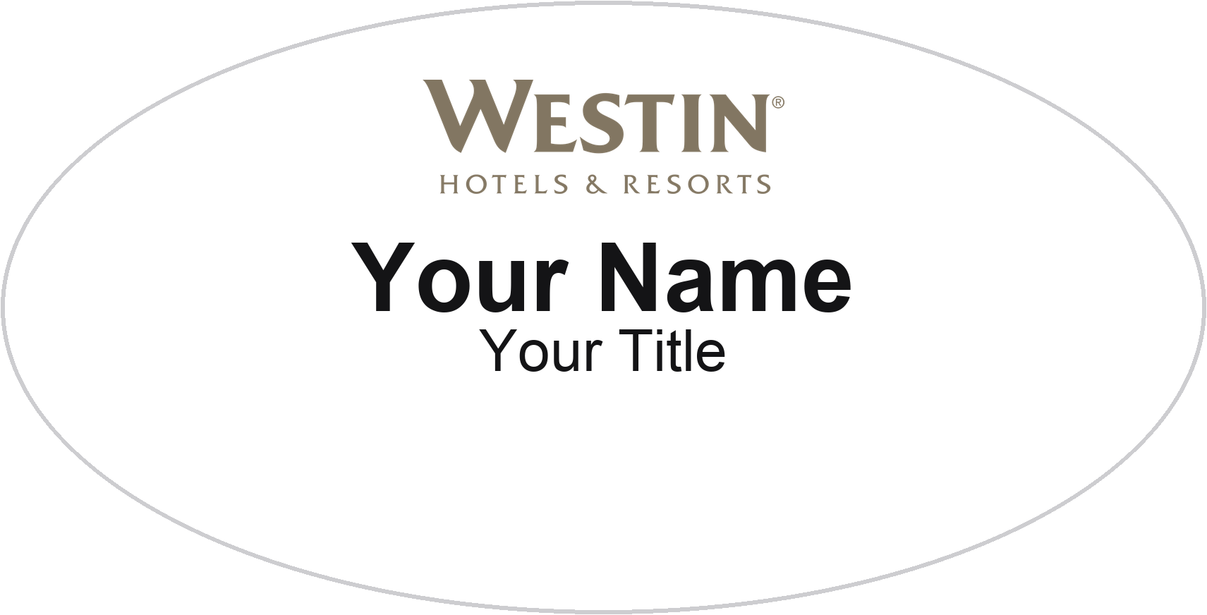 Westin hotel name badge White, No Border