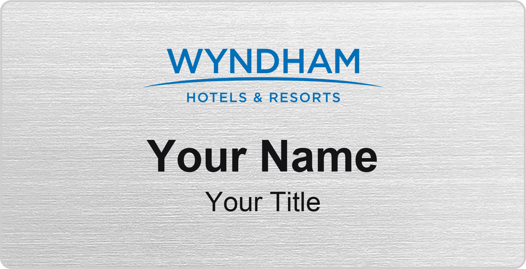 Wyndham hotel name badge Silver Metallic, No Border