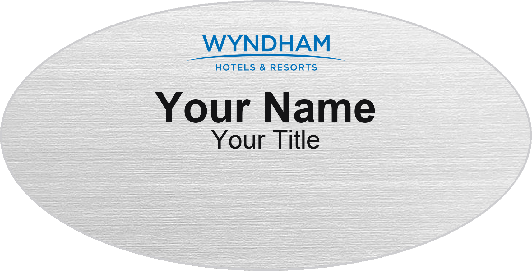 Wyndham hotel name badge Silver Metallic, No Border