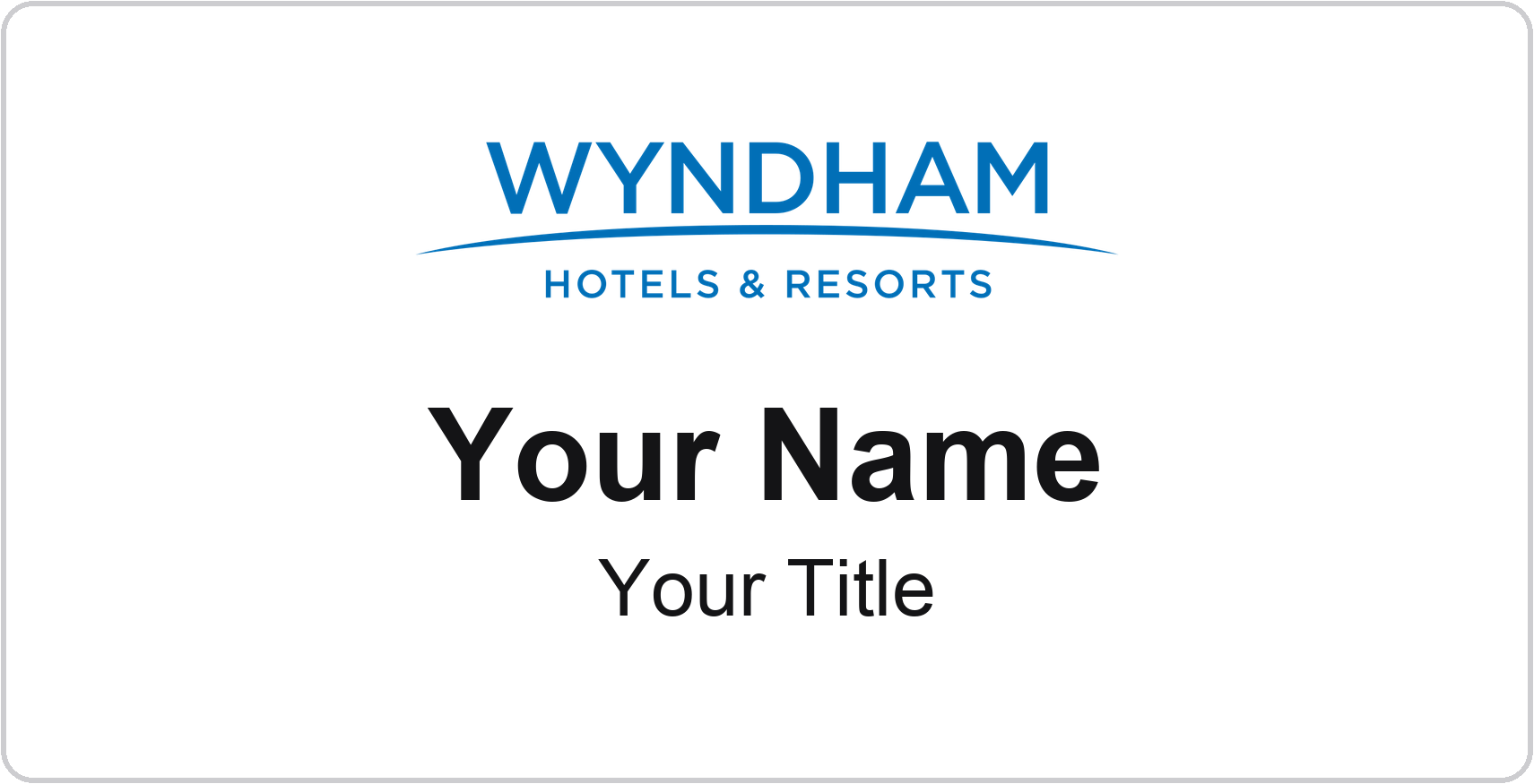 Wyndham hotel name badge White, No Border